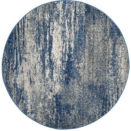 Safavieh 6 ft. 7 in. x 6 ft. 7 in. Evoke Power Loomed Round Area Rug; Navy & Ivory EVK272A-7R